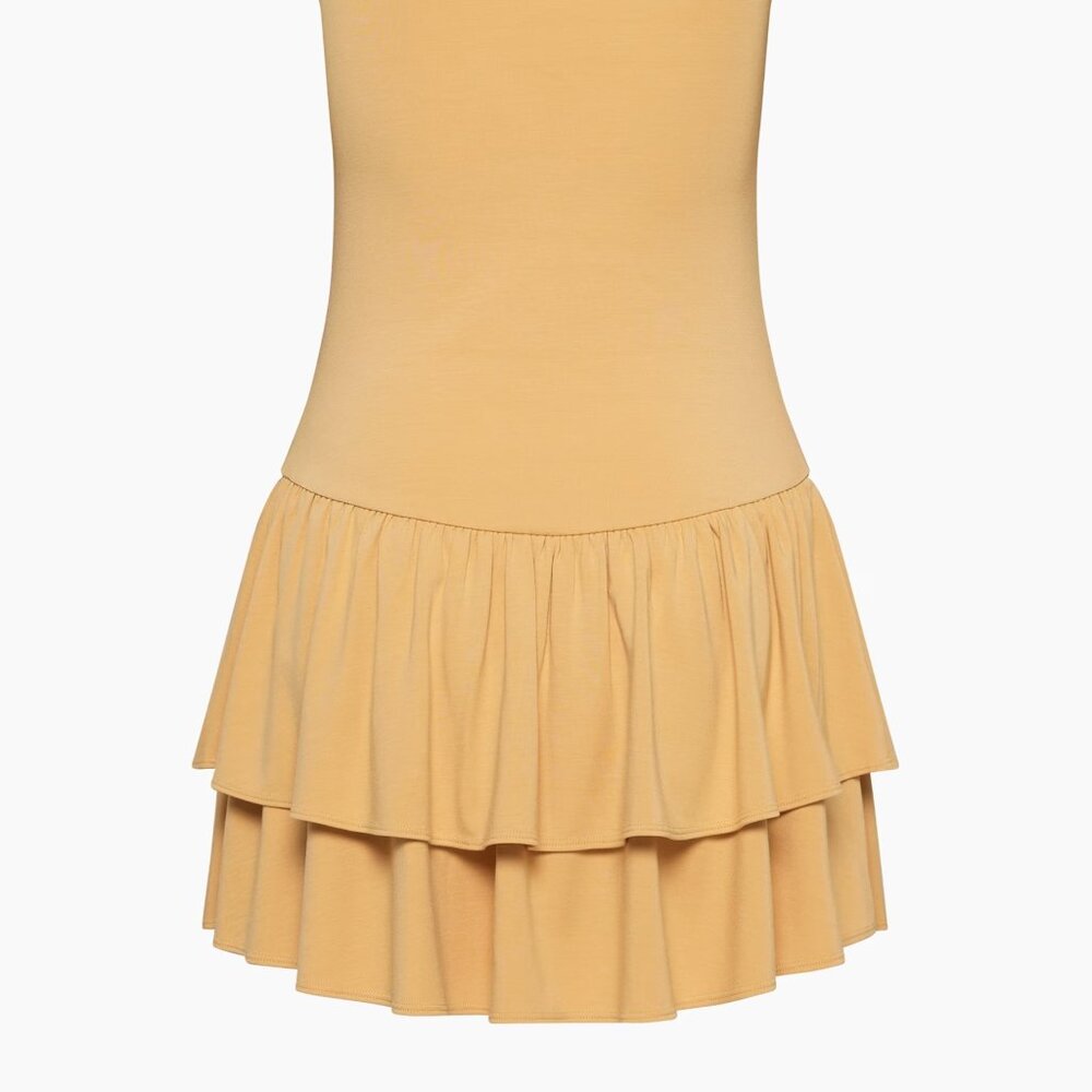 Aritzia Sleeveless Tiered Mini Dress in Light Taupe - Picture 3 of 9
